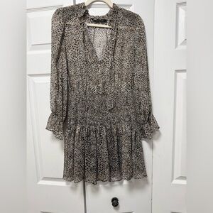 Zara Animal Print Ruffle Blouse